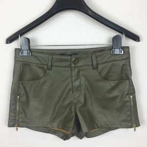 Army Green Faux Leather Shorts